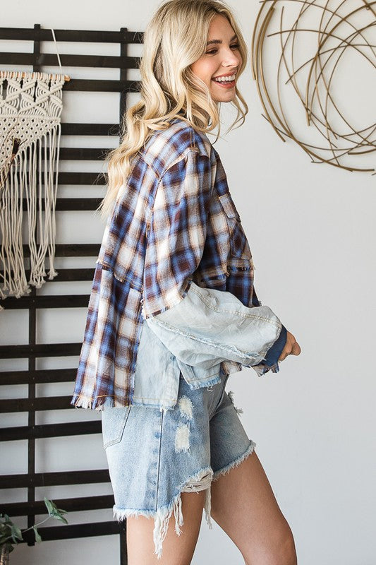 The Aubrey Kat Flannel Half Zip Pullover