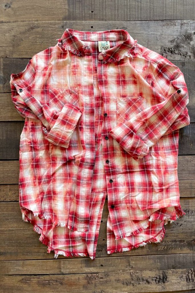 Crisp Morning Air Flannel in Red/White