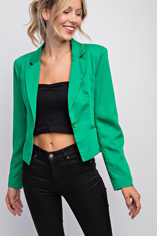 The Patty Kat Satin Crop Blazer