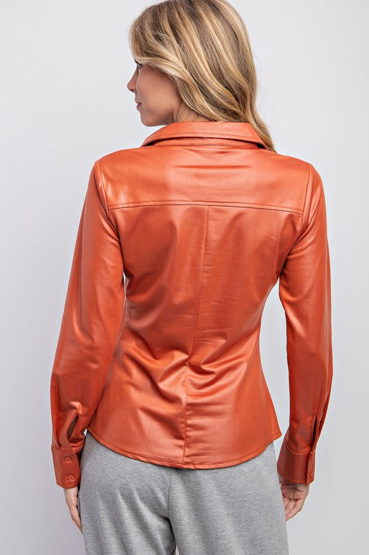 The Zoe Kat Faux Leather Over Shirt