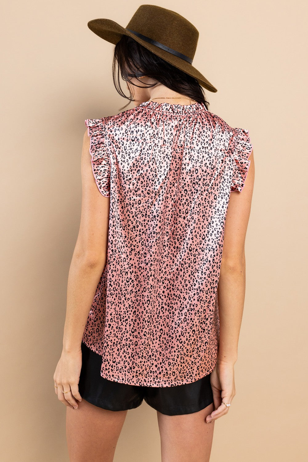 Leo Kat Leopard Print Ruffle Top