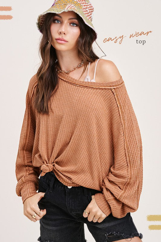 The Barlow Off The Shoulder Waffle Knit Top