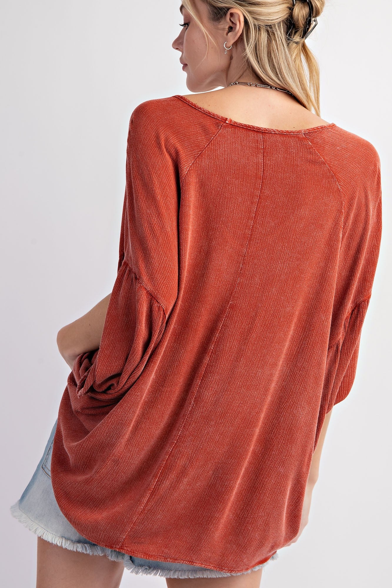 Mineral Wash Gauze Loose Fit Top