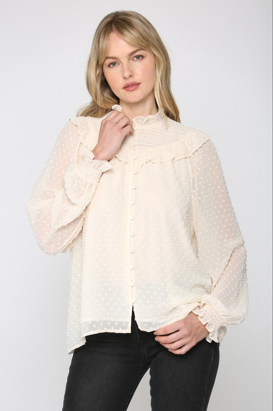 The Kinlie Kat Smocked Top Blouse