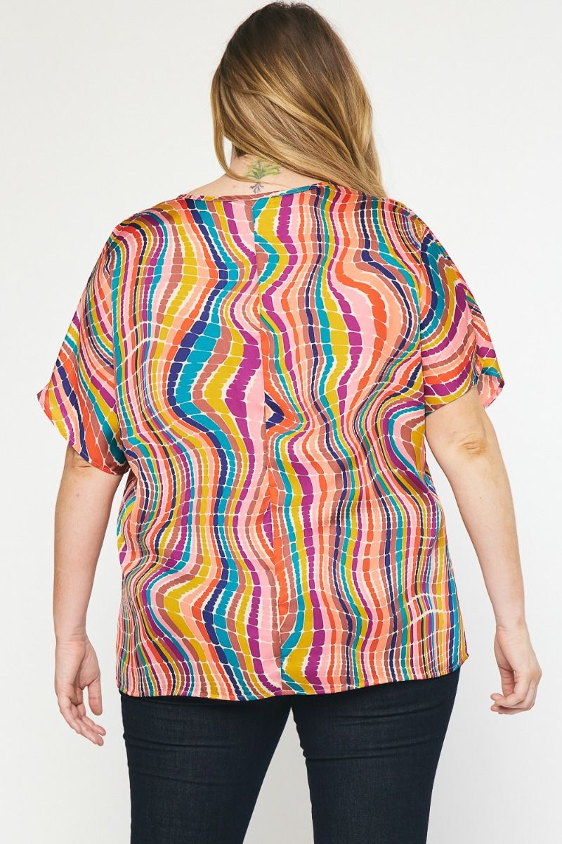 The McMann Kat Swirl V Neck Top Curve +