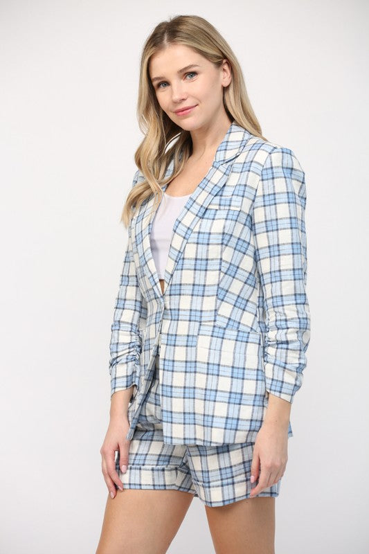 The Club Kat Plaid Linen Blazer