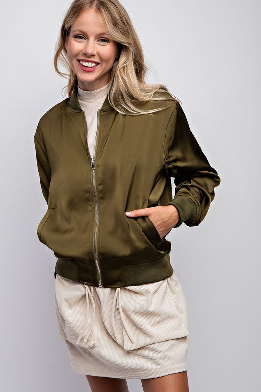 The Garrett Kat Satin Bomber