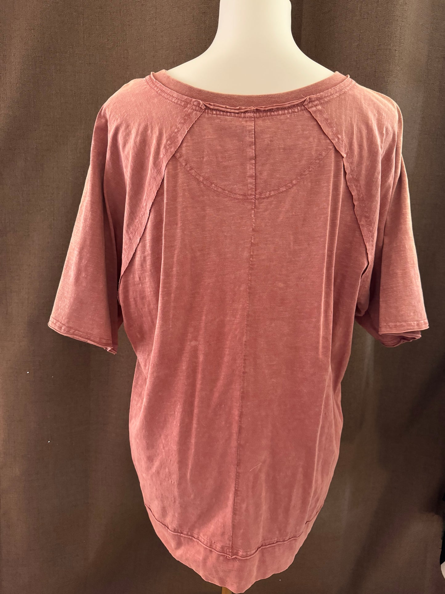 Washed V-Neck Cotton Top