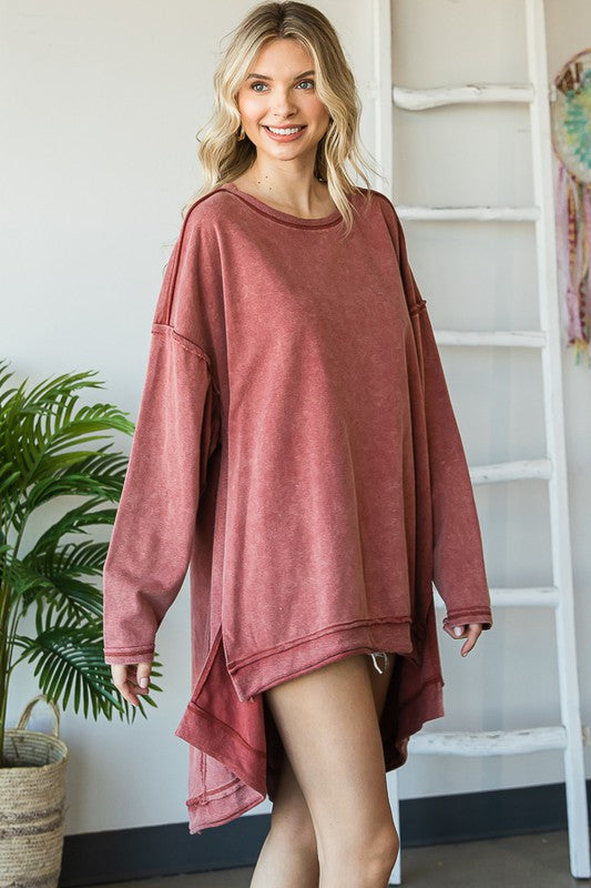 The Tempe Kat Oversized Mineral Washed Pullover