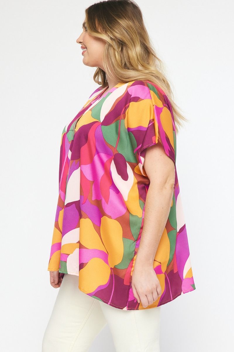 The Rouge Floral Print V-Neck Curve +