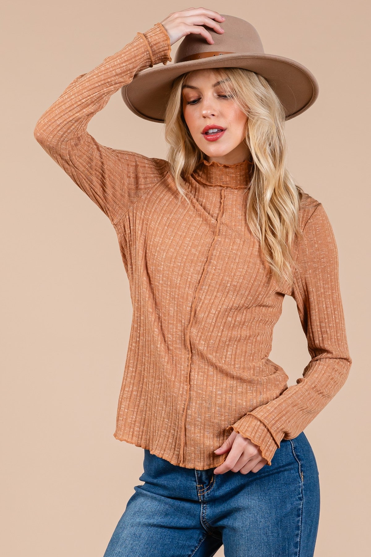 Jo Kat Long Sleeve Mock Neck Top