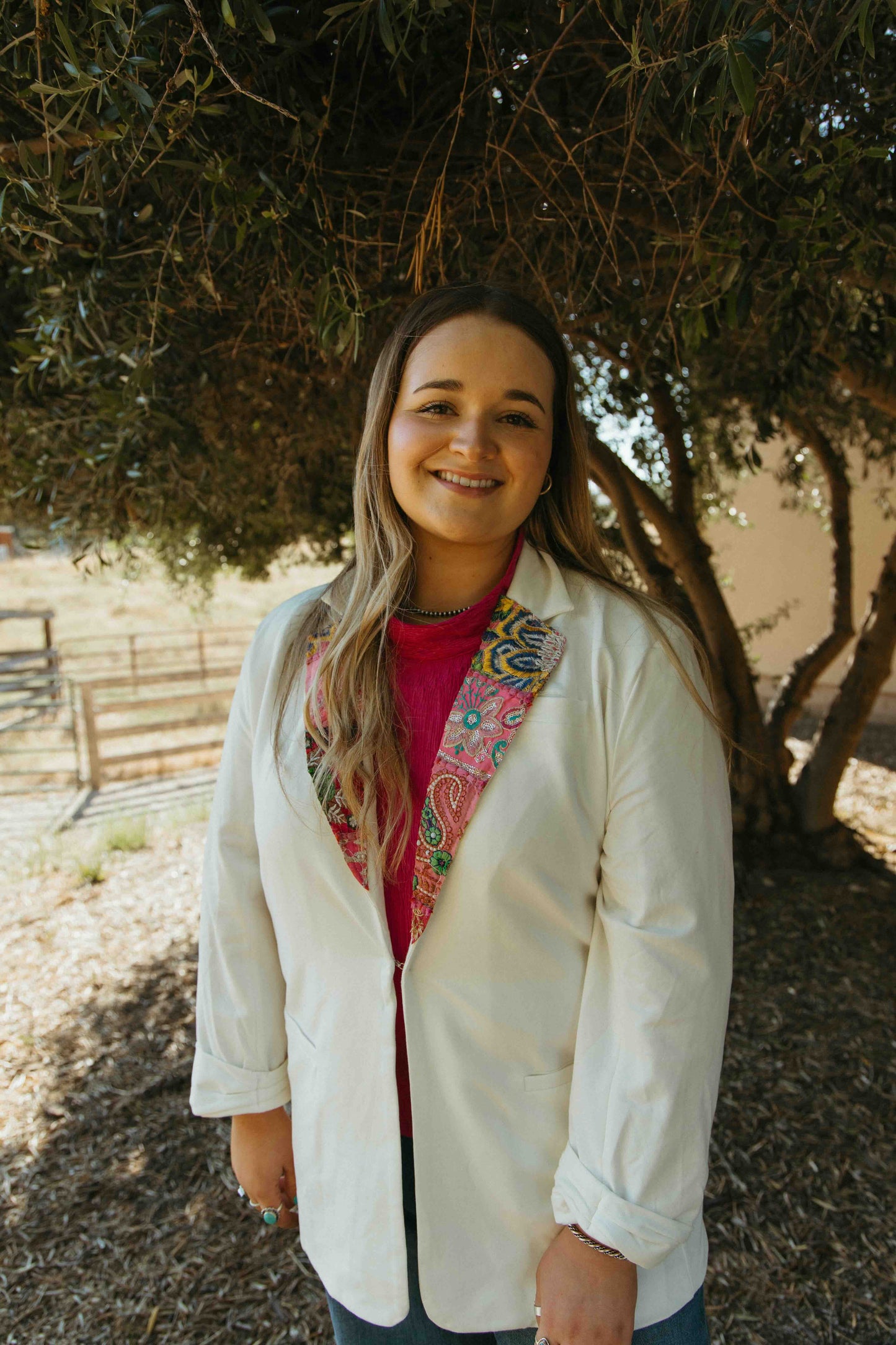 Sterling Kat White Patchwork Blazer