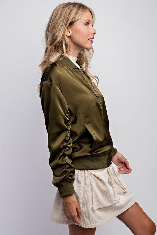 The Garrett Kat Satin Bomber