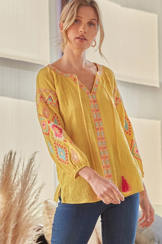 The Bella Bobbi Embroidered Linen Blouse