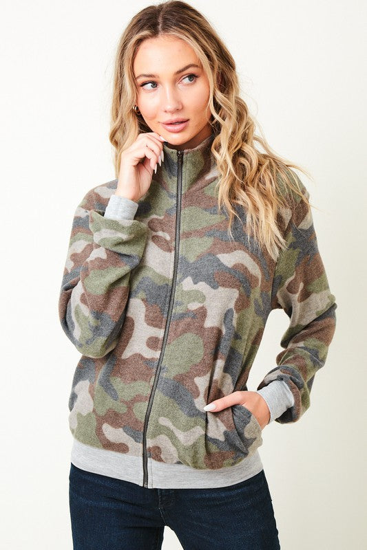 The Salute Extra Soft Camo Zip Up Cardigan