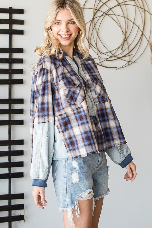 The Aubrey Kat Flannel Half Zip Pullover