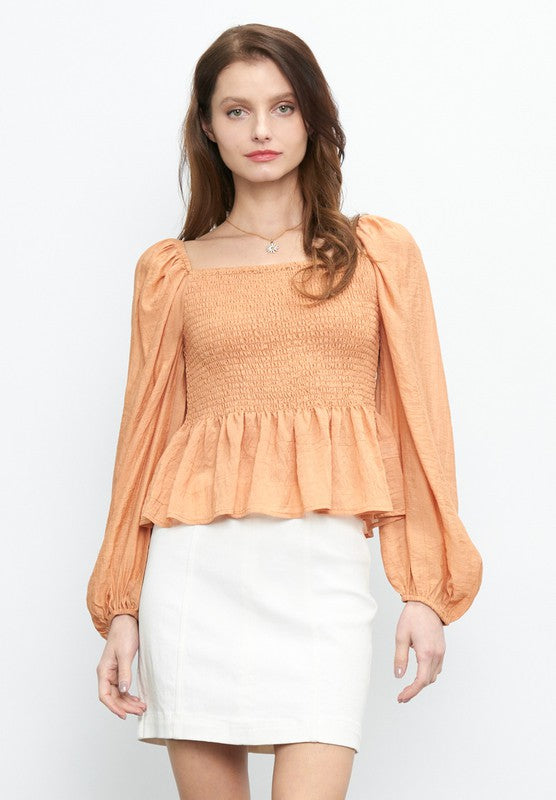 The Scheana Smocked Square Neck Blouse