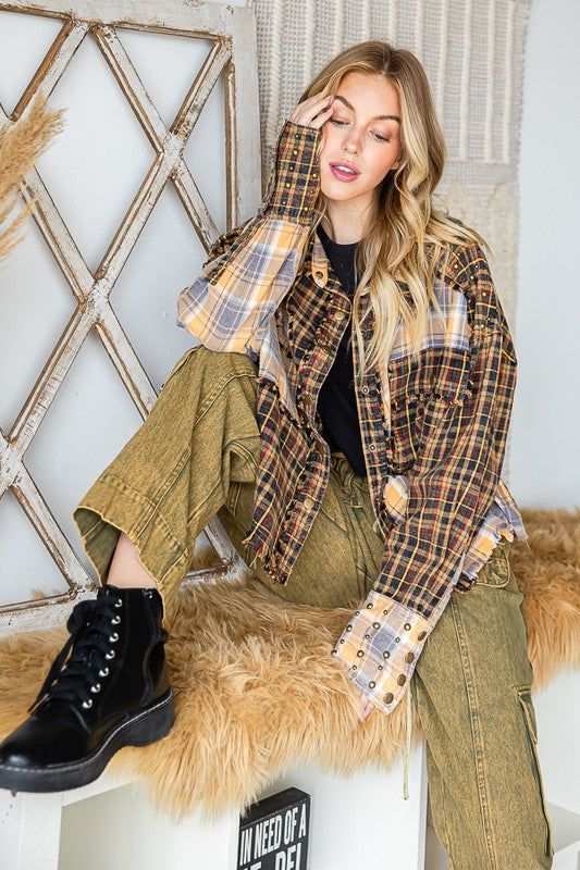 The Scottsdale Kat Flannel Studded Shacket