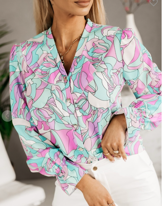 Floral Printed V Neck Shirt