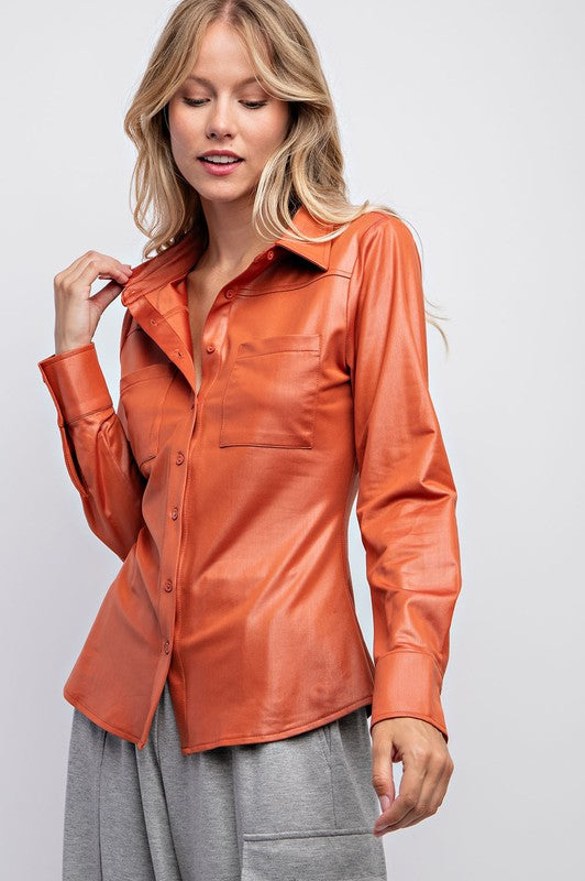 The Zoe Kat Faux Leather Over Shirt