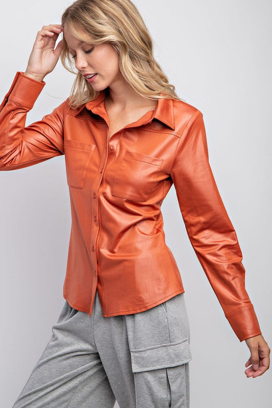 The Zoe Kat Faux Leather Over Shirt