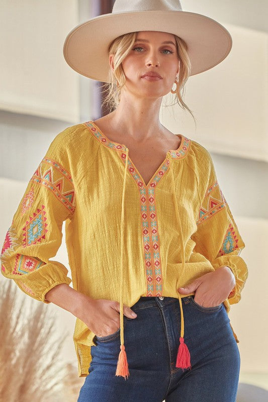 The Bella Bobbi Embroidered Linen Blouse