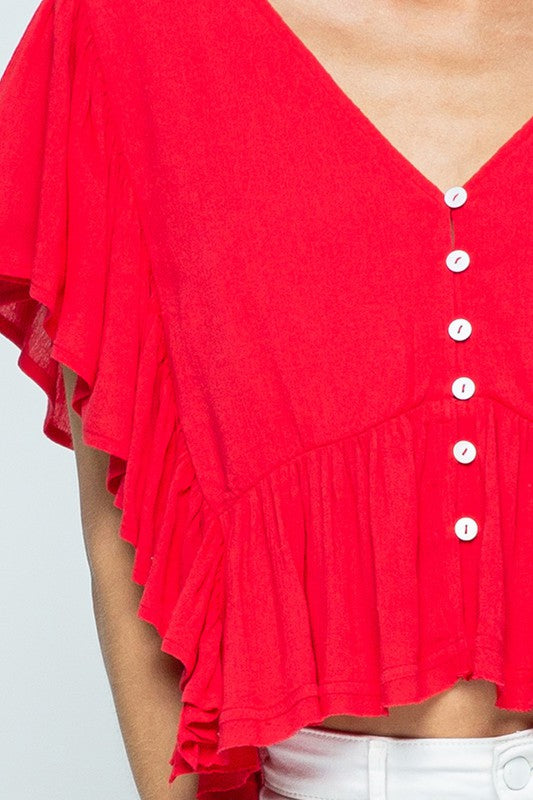 The Godewyn Kat Tie Back Ruffle Blouse