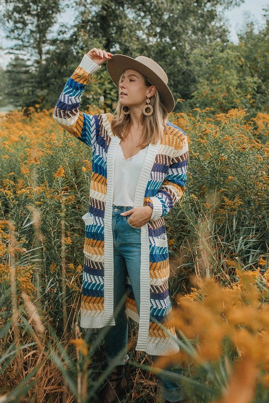 The Collins Striped Cable Cardigan