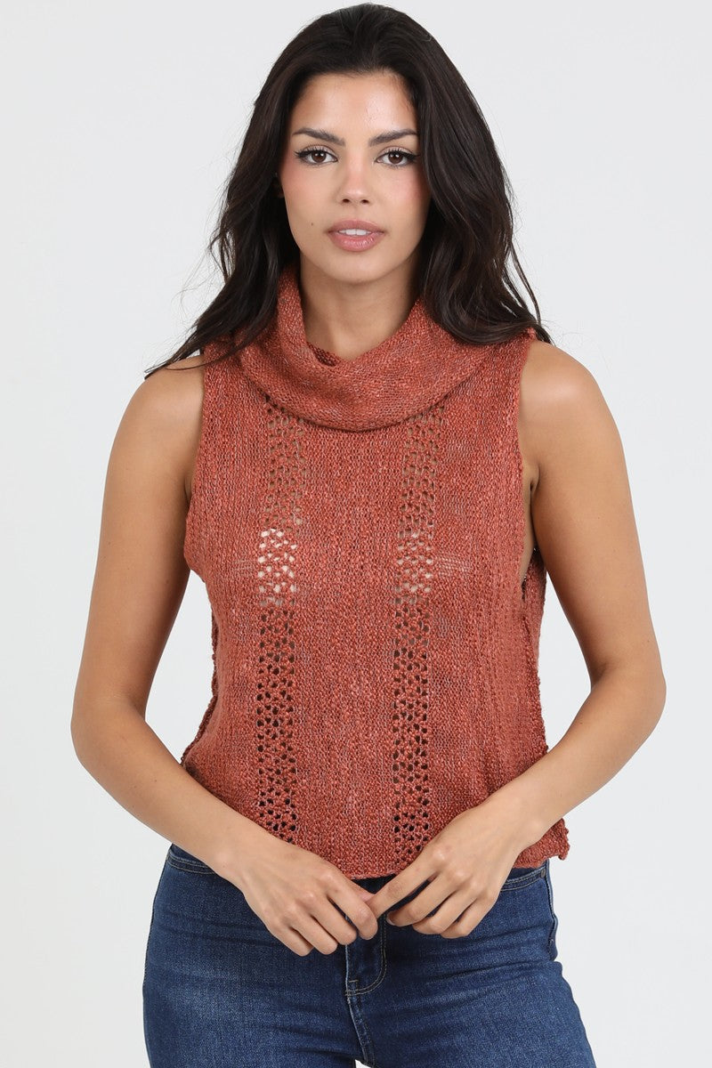 Lyra Kat Cowl Neck Sweater Tank