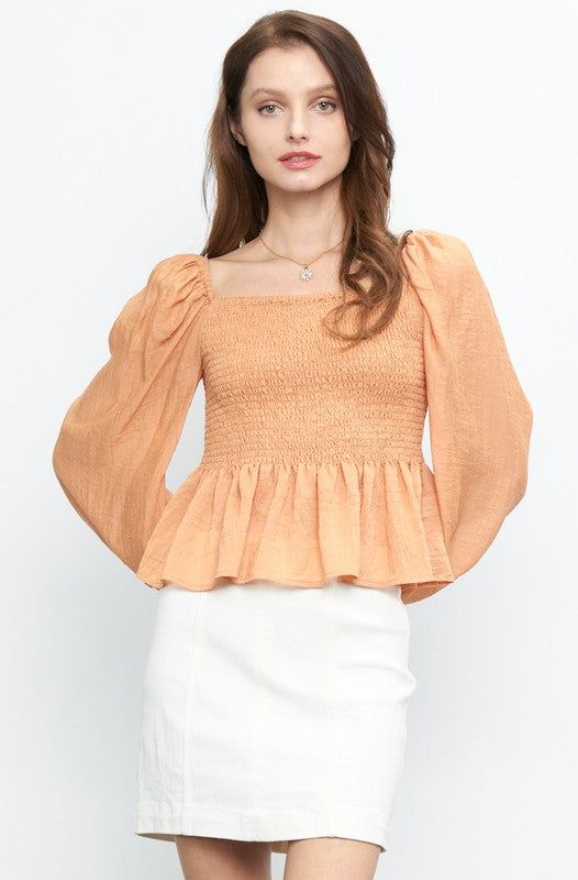 The Scheana Smocked Square Neck Blouse