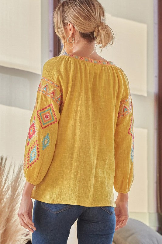 The Bella Bobbi Embroidered Linen Blouse