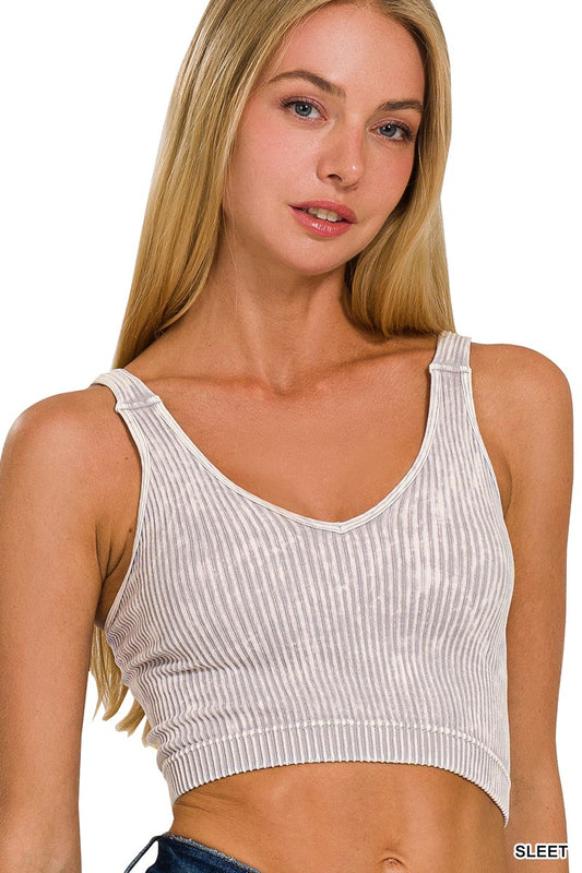 V-Neck Ribbed Cropped Tank