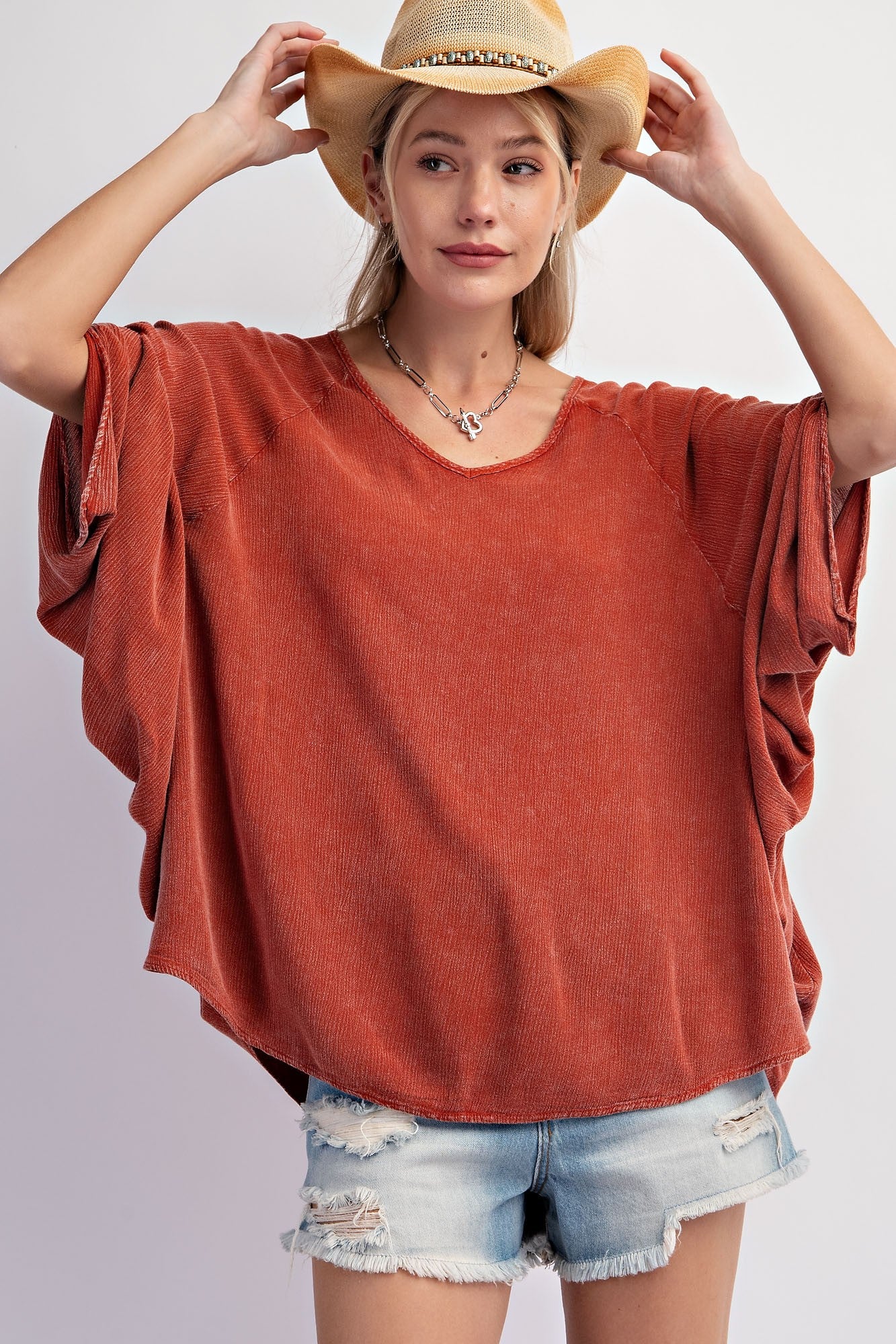 Mineral Wash Gauze Loose Fit Top