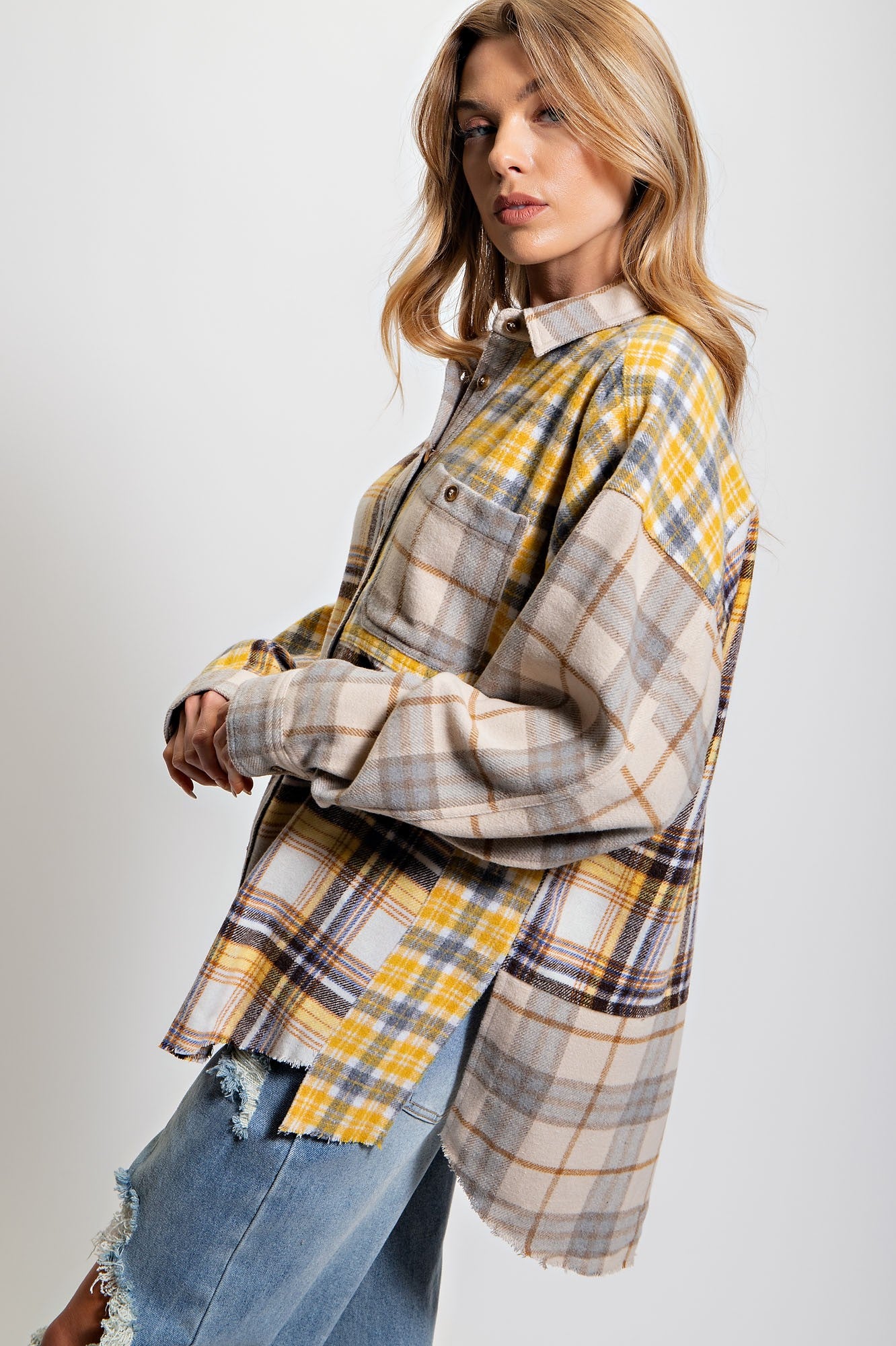 Plaid Button Down Shacket