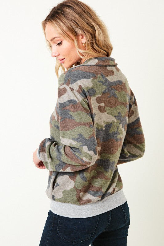 The Salute Extra Soft Camo Zip Up Cardigan