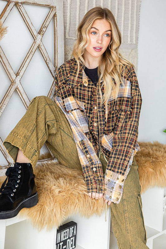 The Scottsdale Kat Flannel Studded Shacket