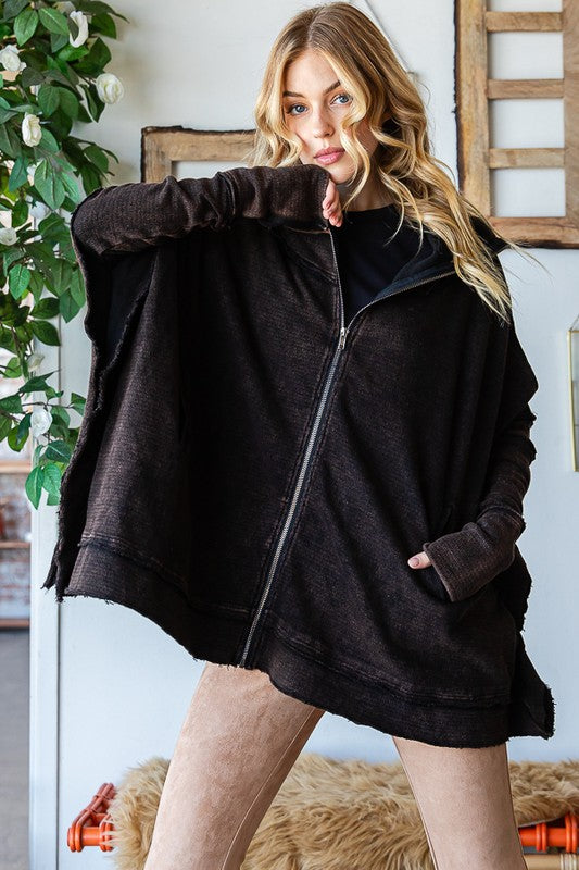 The Audrey Kat Oversize Collared Zip Up