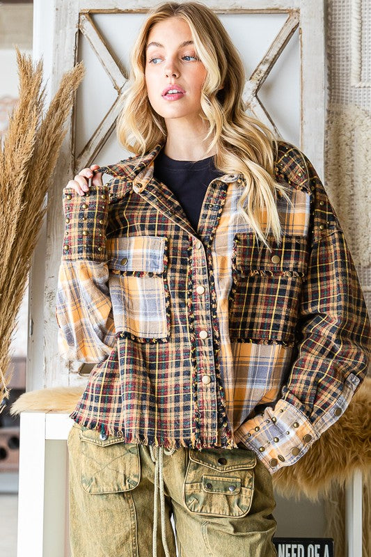 The Scottsdale Kat Flannel Studded Shacket