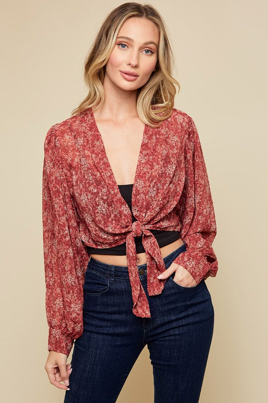 The Rosa Print Front Tie Kimono