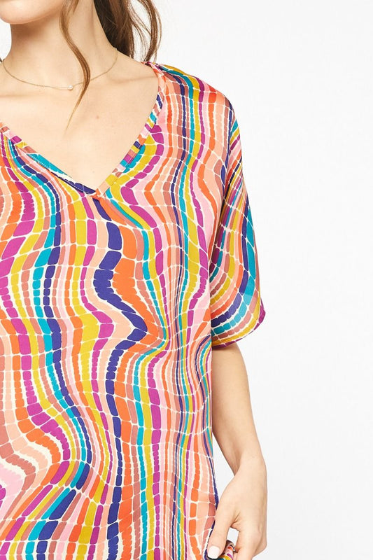 The McMann Kat Swirl V Neck Top