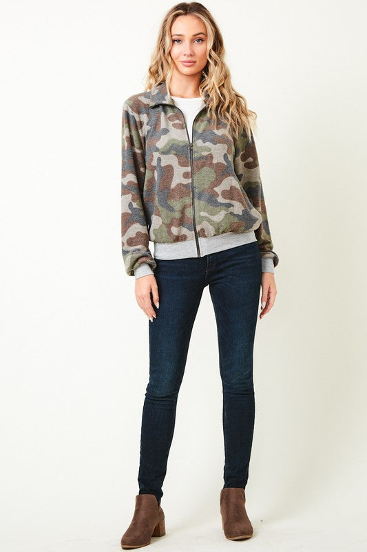 The Salute Extra Soft Camo Zip Up Cardigan