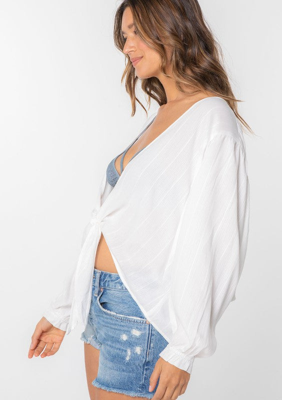 The Dolly Striped Jacquard Sleeve Kimono Top